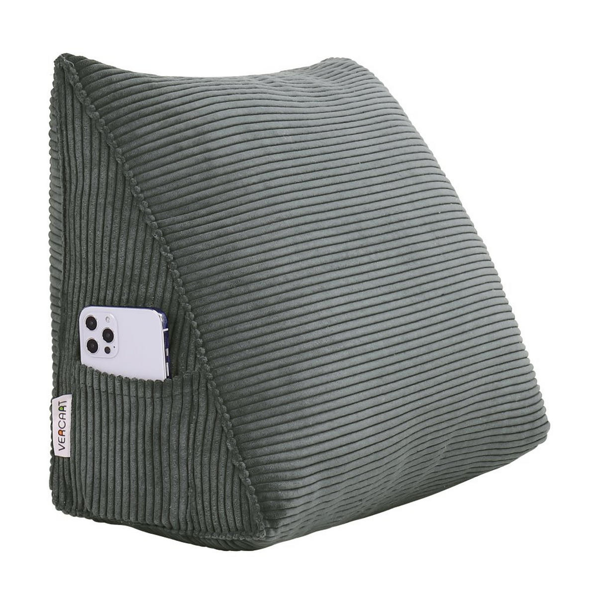 RÜCKENKISSEN für Bett Kord Grau 45 cm - Grau, Textil (35/45cm) - Vercart