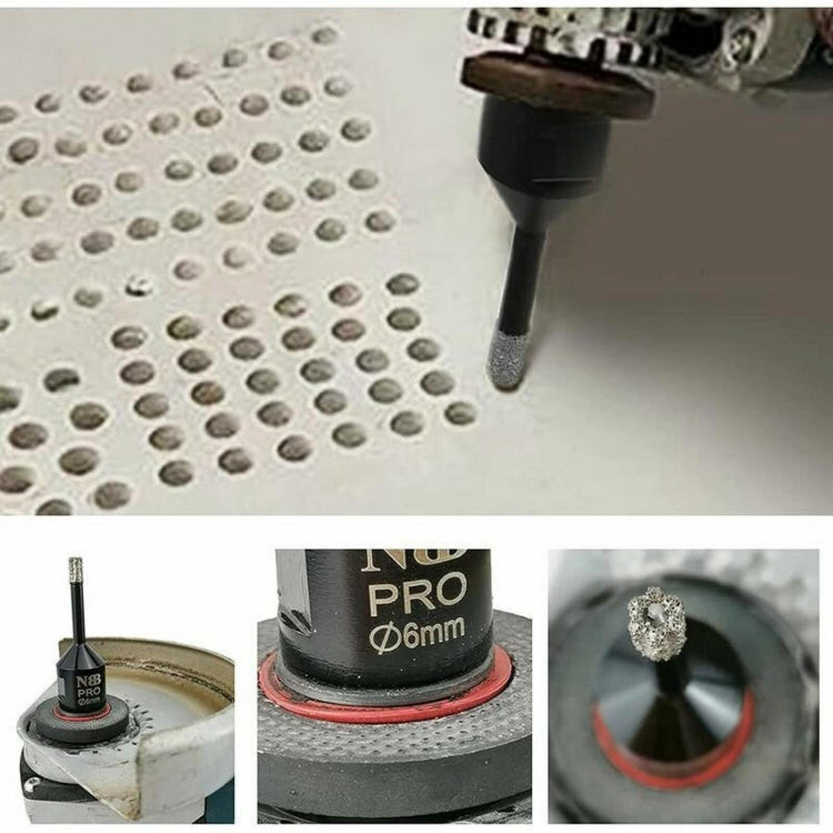 BOHRER - 2er-Pack, 6 mm/8 mm, M14-Gewinde, zum Trockenbohren von Keramik, Marmor und Hartfliesen. - Schwarz, Metall (6/2.7/2.7cm) - DCA