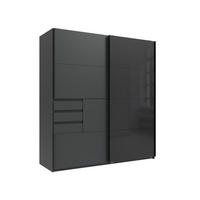 KLEIDERSCHRANK Schwerin in Grafit und Glas Schwarz - Schwebetürenschrank - Grau, Holzwerkstoff (180/198/65cm)
