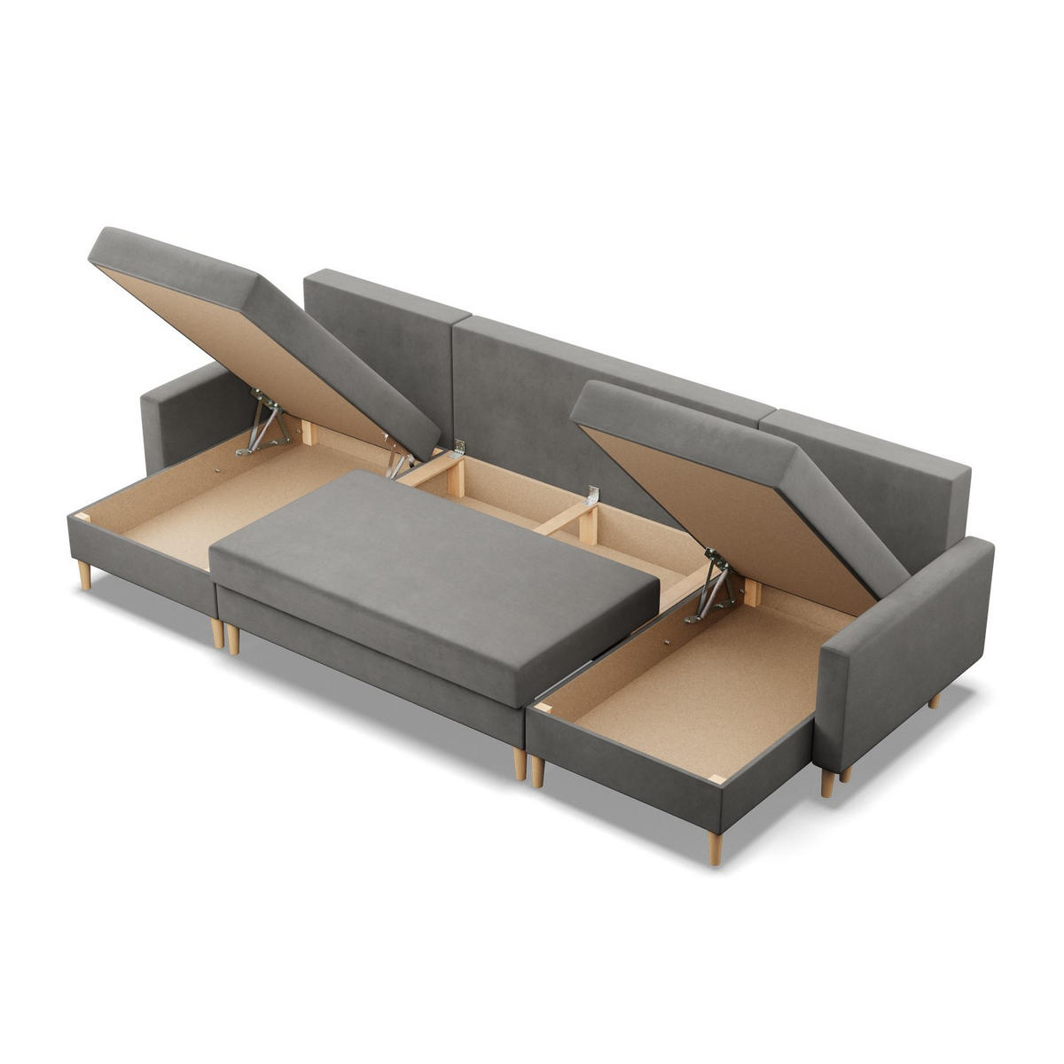 U-ECKSOFA MIT SCHLAFFUNKTION BLANK, Hellgrau - Grau, Textil (294/88/140cm) - Mebligo
