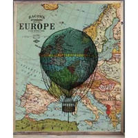 POSTER Blaue Heißluftballon Über Europa . A4 Rahmenlos - Klar, Papier (29.7/5/21cm) - Nacnic