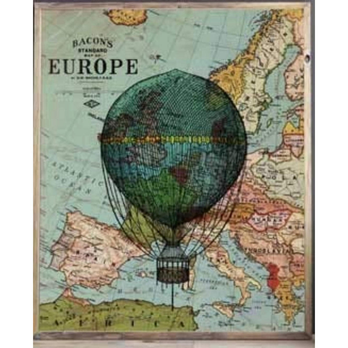 POSTER Blaue Heißluftballon Über Europa . A4 Rahmenlos - Klar, Papier (29.7/5/21cm) - Nacnic