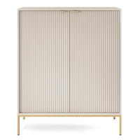 VELLORE Highboard - zlatá/écru, kov/kompozitné drevo (104/125/39cm) - Selsey
