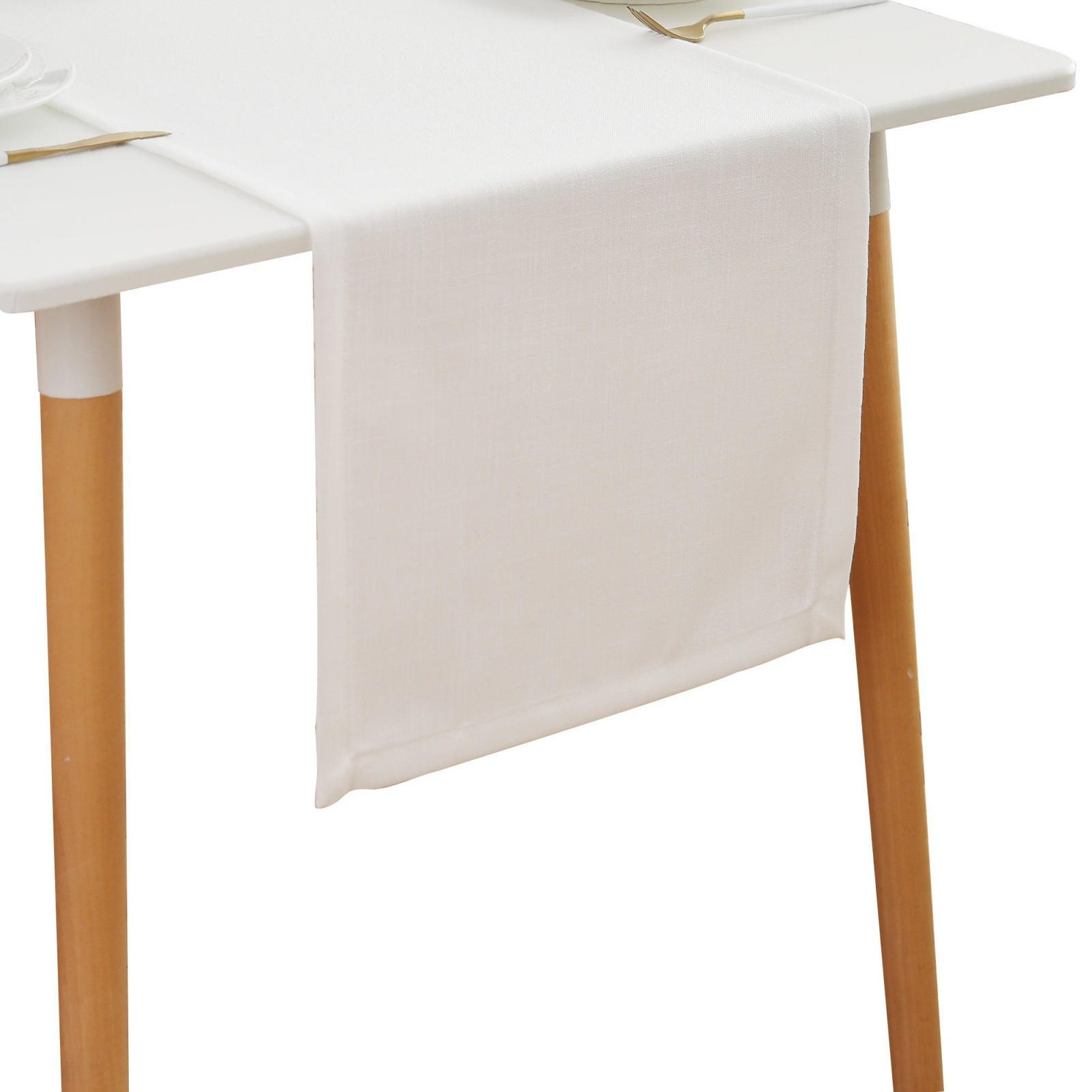 TISCHLÄUFER Leinenoptik abwaschbar, Lotuseffekt, 30x120 cm, Weiß - Weiß, Textil (30/120cm)