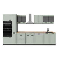 KÜCHENZEILE R-Line, Mint Landhaus/Anthrazit, 350 cm Arbeitsplatte Goldkraft Eiche - Anthrazit/Grün, Holzwerkstoff (350/206.8/60cm) - Vicco