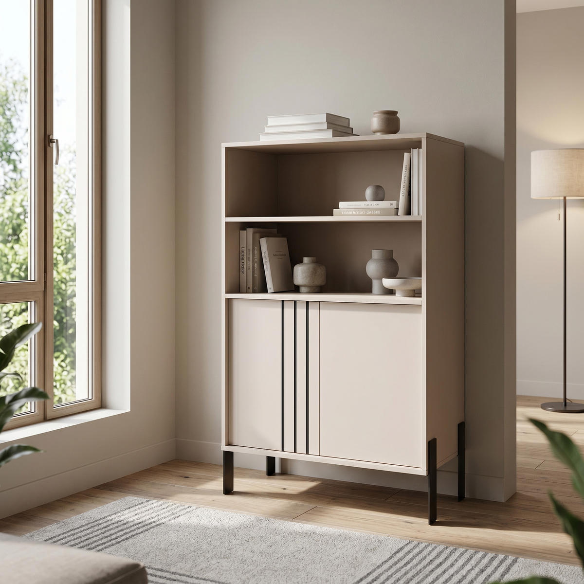 MASSENO Bücherregale VALOZA 80 / 127 / 40 cm Wohnzimmerregal Hochschrank Regal Kaschmir - Kaschmir, Holzwerkstoff (80/127/40cm) - MASSENO