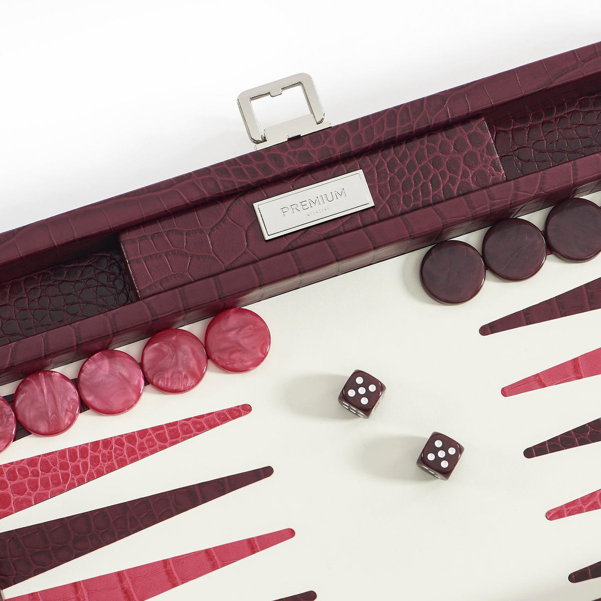 BACKGAMMON – Mittel BACKGAMMON Leder Pflaume 38cm - Lila, Leder (38/24cm) - Premium Interiors
