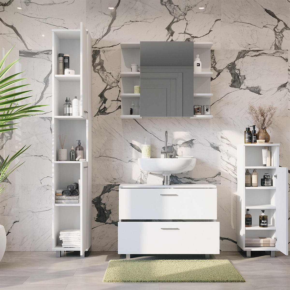 KOUPELNOVÝ NÁBYTEK Ilias Bílá - bílá, kompozitní dřevo (80.2/60.8/33cm) - Vicco