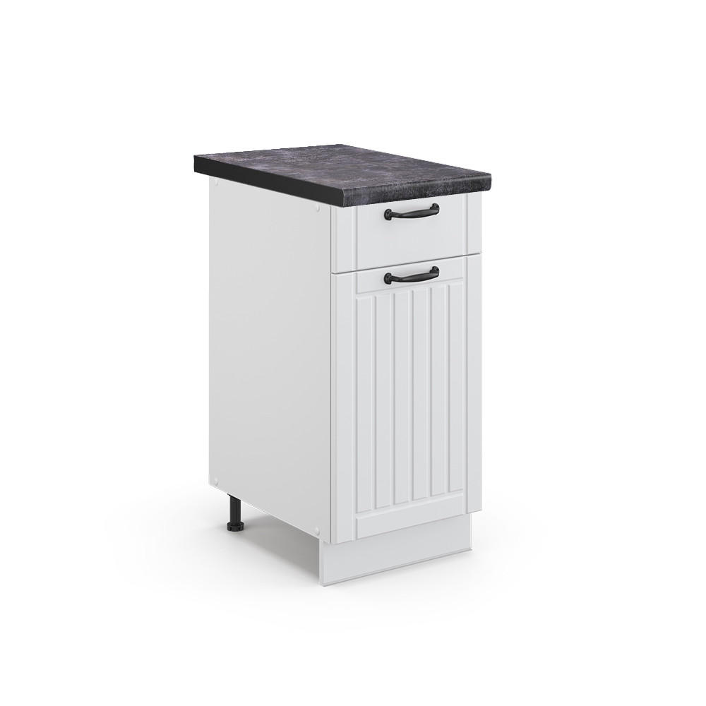 KÜCHENUNTERSCHRANK Fame-Line Weiß Landhaus 40 cm, AP Anthrazit - Creme/Weiß, Holzwerkstoff (40/82/60cm) - Vicco
