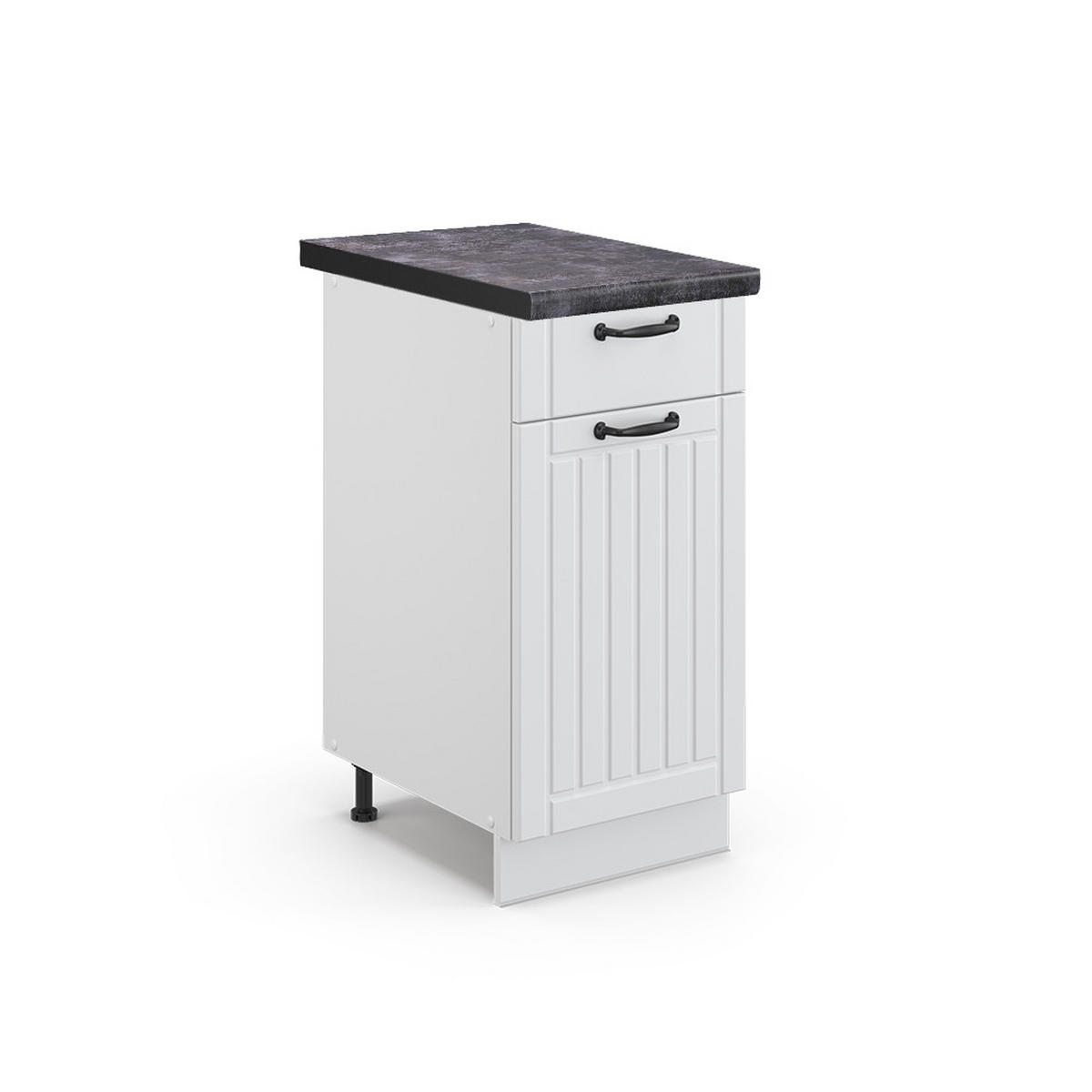 KÜCHENUNTERSCHRANK Fame-Line Weiß Landhaus 40 cm, AP Anthrazit - Creme/Weiß, Holzwerkstoff (40/82/60cm) - Vicco