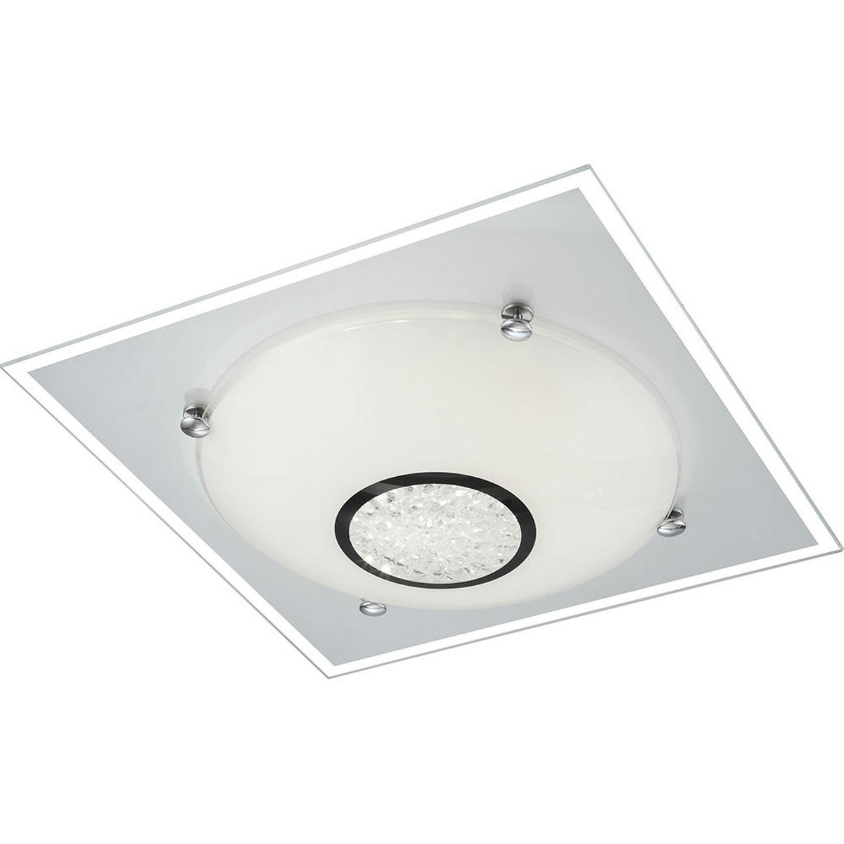 LED DECKENLEUCHTE Metall Weiß Kristalloptik - Weiß, Glas (33.5/33.5/10.5cm) - Globo Lighting