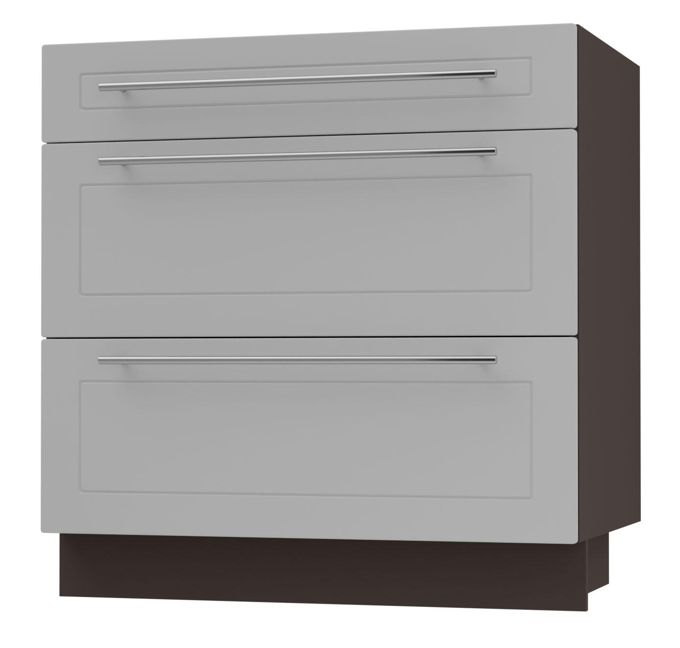 SCHUBLADENUNTERSCHRANK Kvantum D3A/80 80 / 50 / 82cm - Dunkelgrau/Grau, Holz/Holzwerkstoff (80/82/50cm) - Feldmann-Wohnen