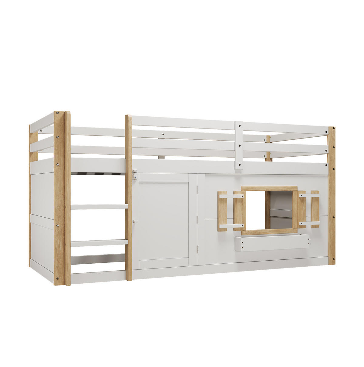 HOCHBETT 90/200 cm mit Leiter und Spielfläche, Weiß - Weiß, Holzwerkstoff (90/200cm) - Redom
