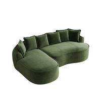 ECKSOFA 252/164/67 cm grün aus Chenille mit Schlaffunktion und Chaiselongue - Grün, Textil (164/252cm) - OKWISH