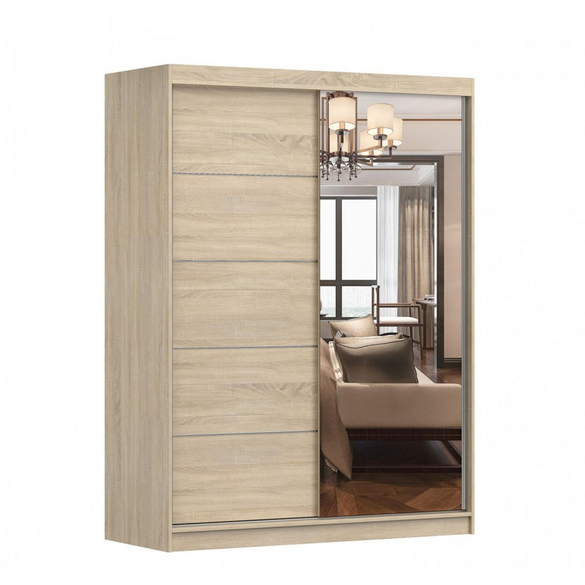 SCHIEBETÜRENSCHRANK - Beni 05 Classic (Sonoma) - Sonoma Eiche, Holzwerkstoff/Metall (150/200/61cm) - Möblo