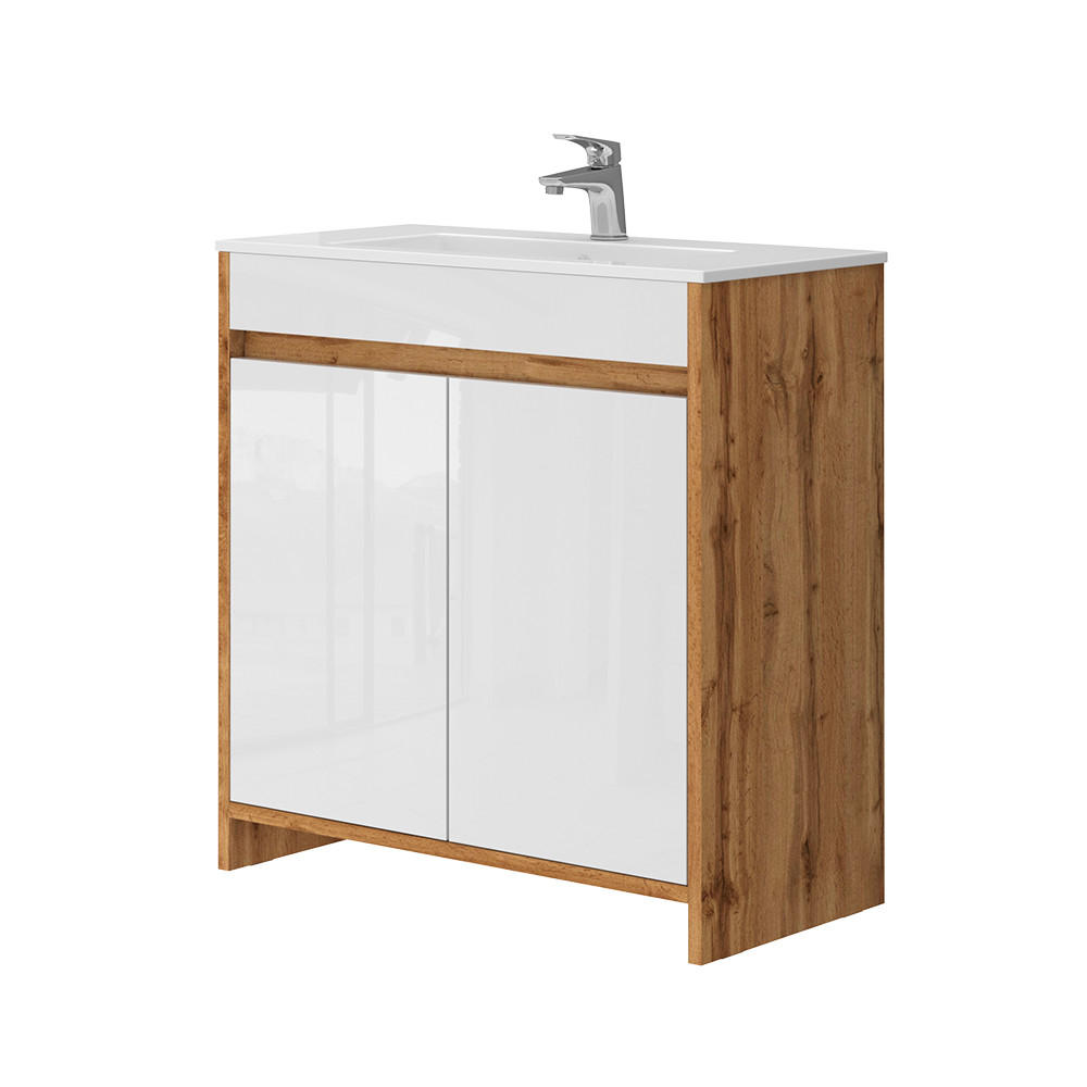 BADRUMSM&Ouml;BELSET Lemgo Goldkraft ek 2 delar Honungsek 81.9/79.8/40 cm