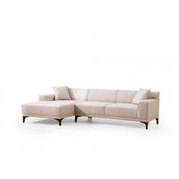 ECKSOFA modern inklusive Zierkissen - Beige/Schwarz, Holz/Kunststoff (250/145cm) - myHomelando