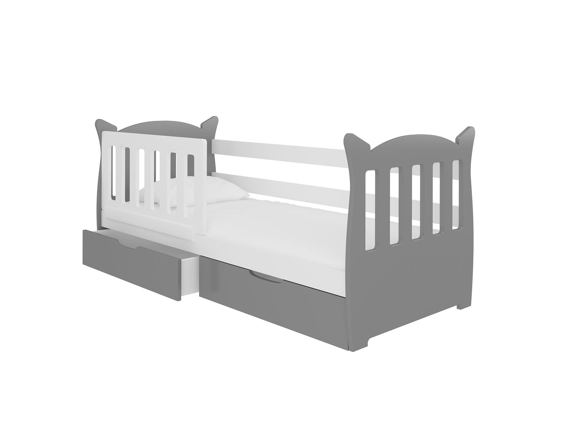 KINDERBETT Lena Kiefer weiß / grau 91 / 165 / 75cm - Weiß/Grau, Holz/Holzwerkstoff (80/160cm) - Feldmann-Wohnen