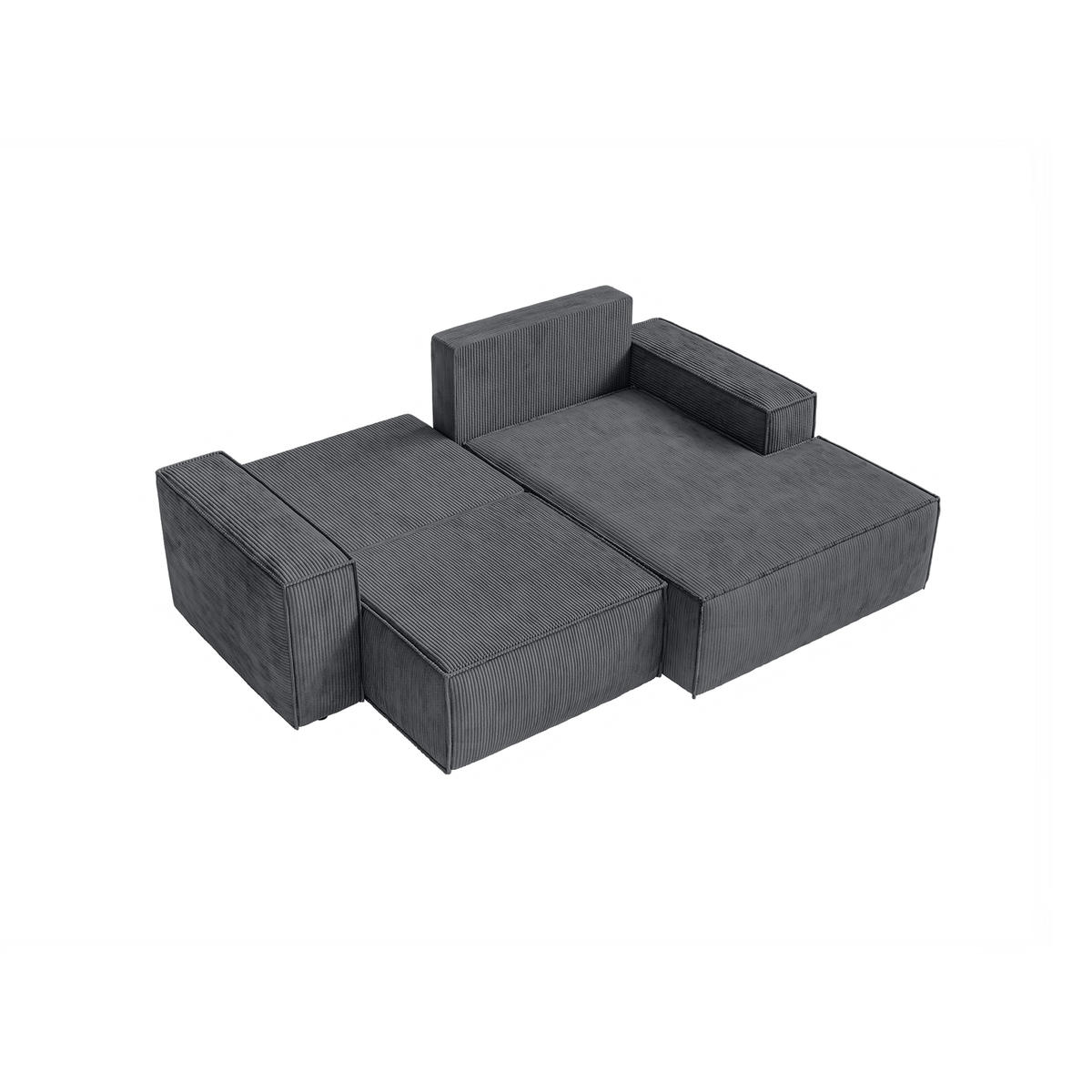 ECKSOFA KOKKO MINI mit Schlaffunktion, Anthrazit - Anthrazit, Textil (240/167cm) - Fedve
