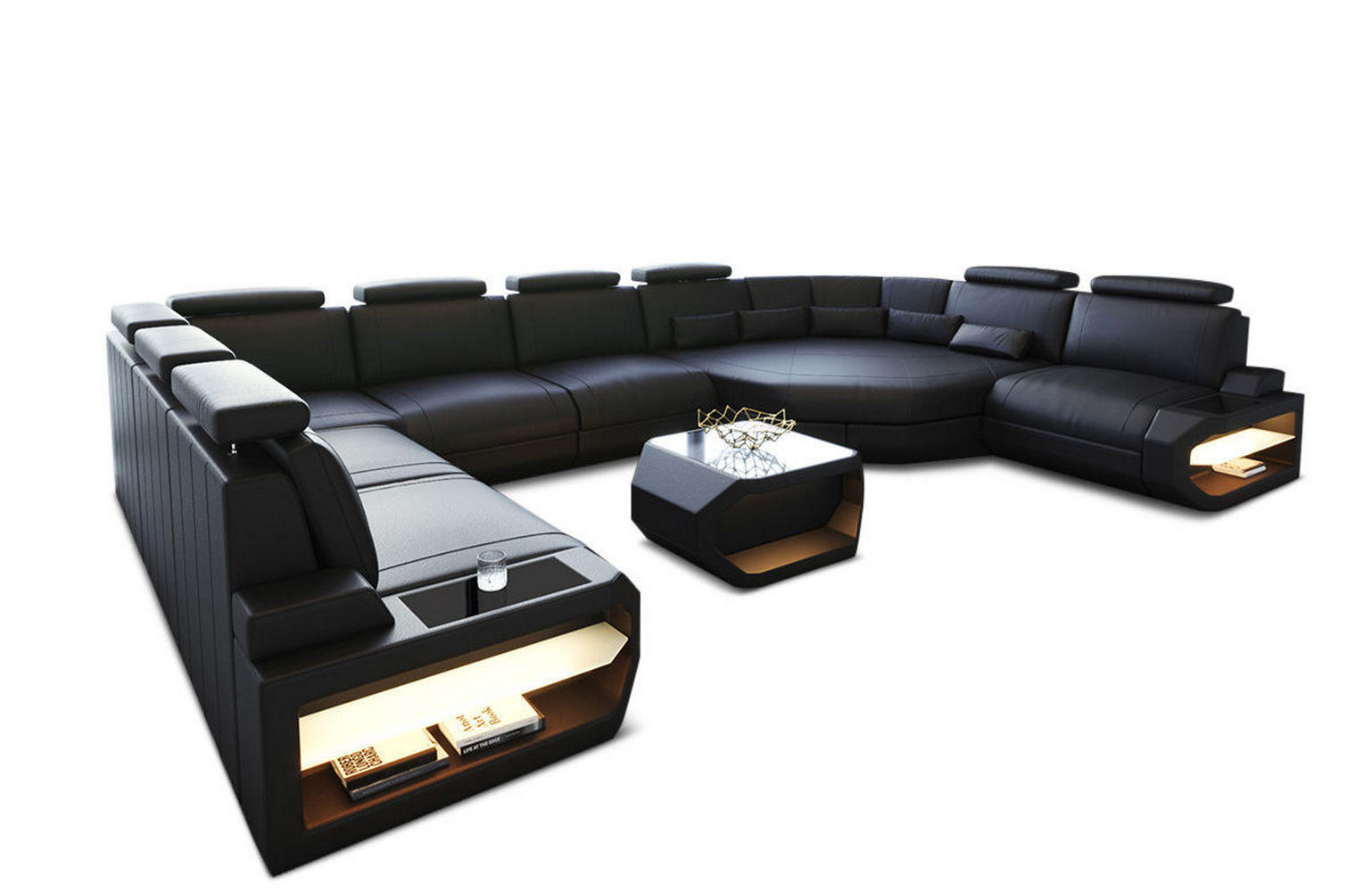 LEDERSOFA Asti L - Schwarz, Leder (427/93/280cm) - Sofa Dreams