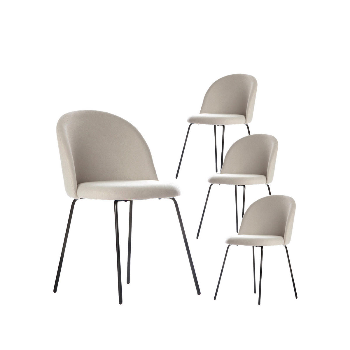 ESSZIMMERSTUHL Olivia Beige 48 cm x 81 cm 4er-Set - Beige, Textil (48/81/53cm) - Klast Home