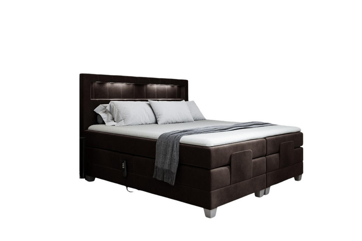 BOXSPRINGBETT Elektrisch Davide - Dunkelbraun, Holzwerkstoff/Textil (120/200cm) - Fun Möbel