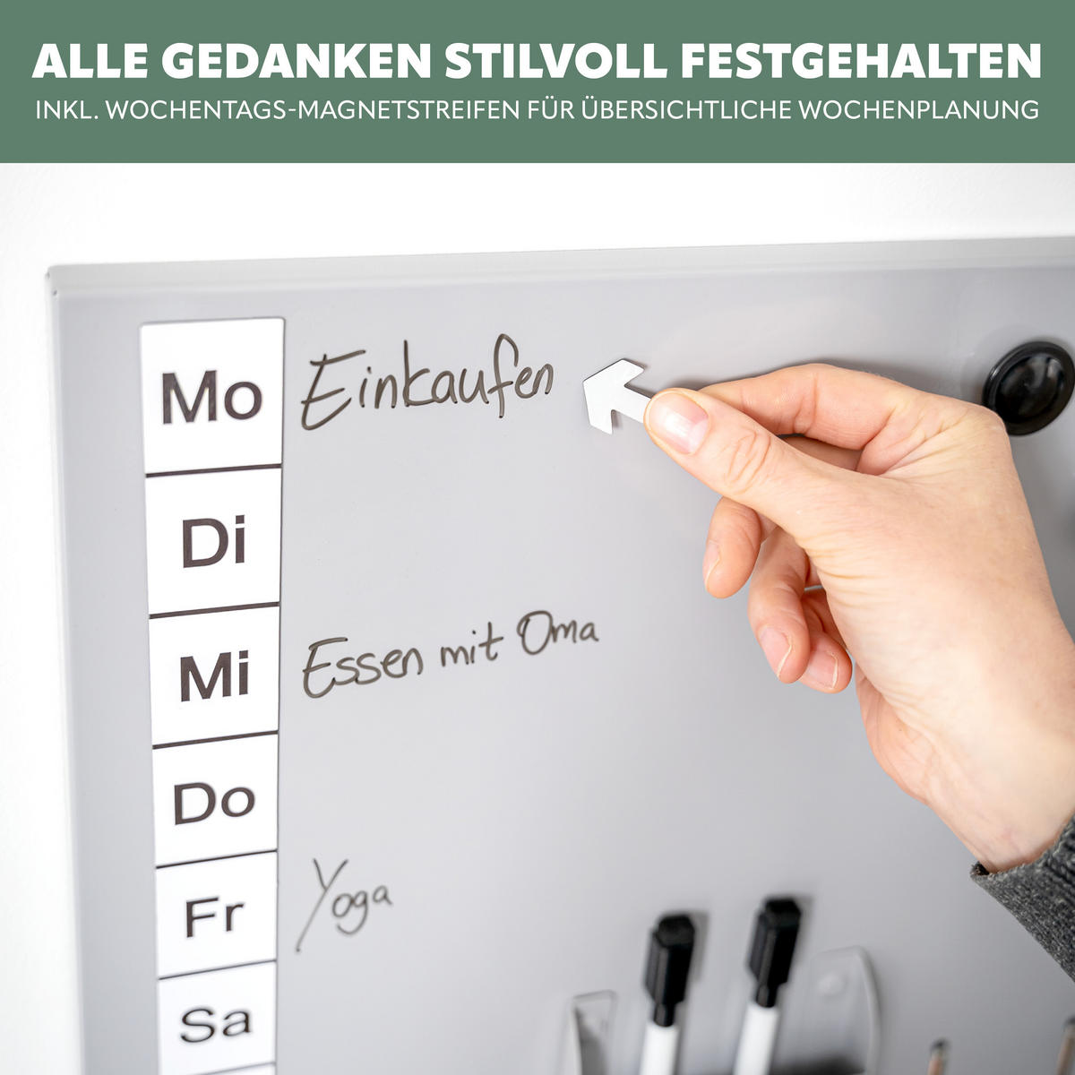 MAGNETTAFEL inkl. Zubehör, Metall grau - Grau, Metall (50/35/1.5cm) - bremermann