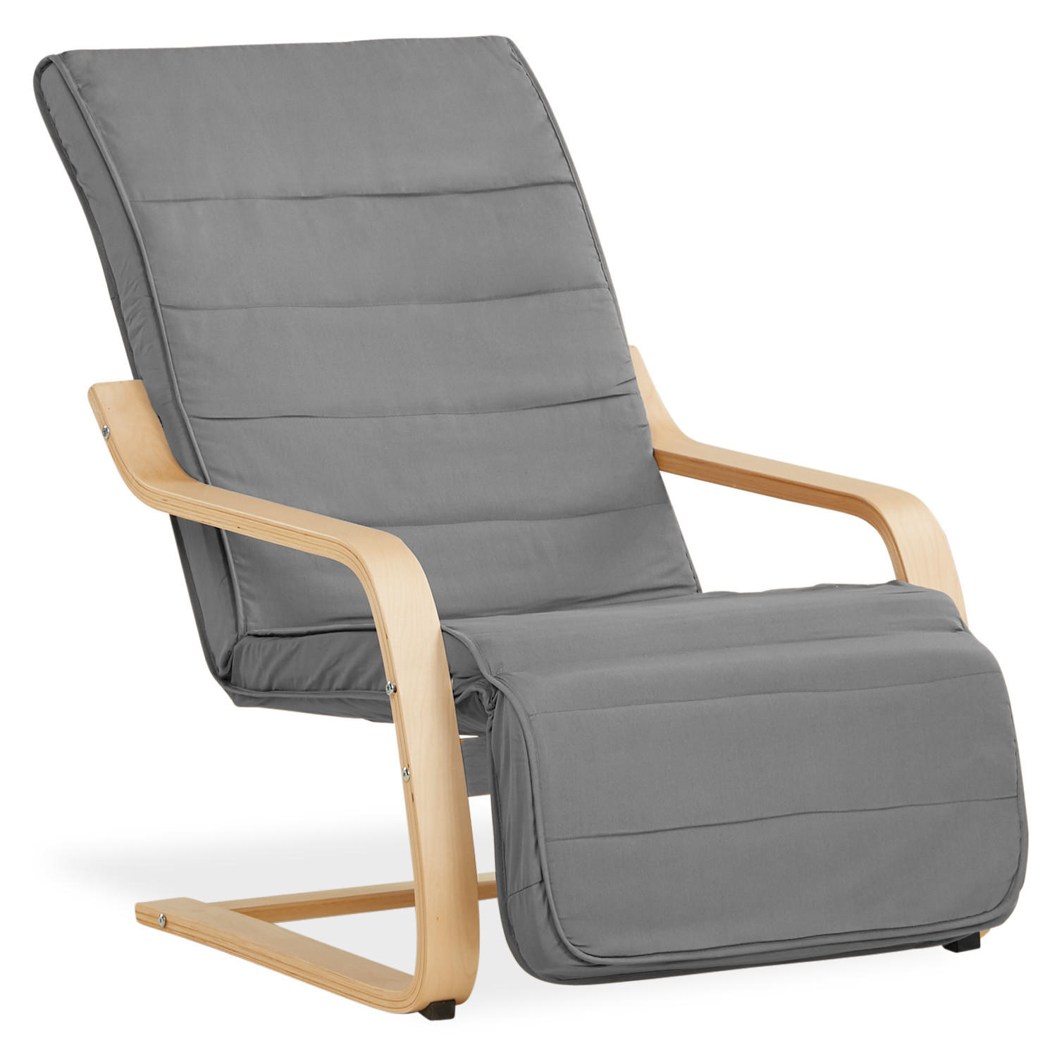 RELAXSESSEL Stoffbezug Grau, Fußstütze - Grau, Textil (66/94/62cm) - Homestyle4u