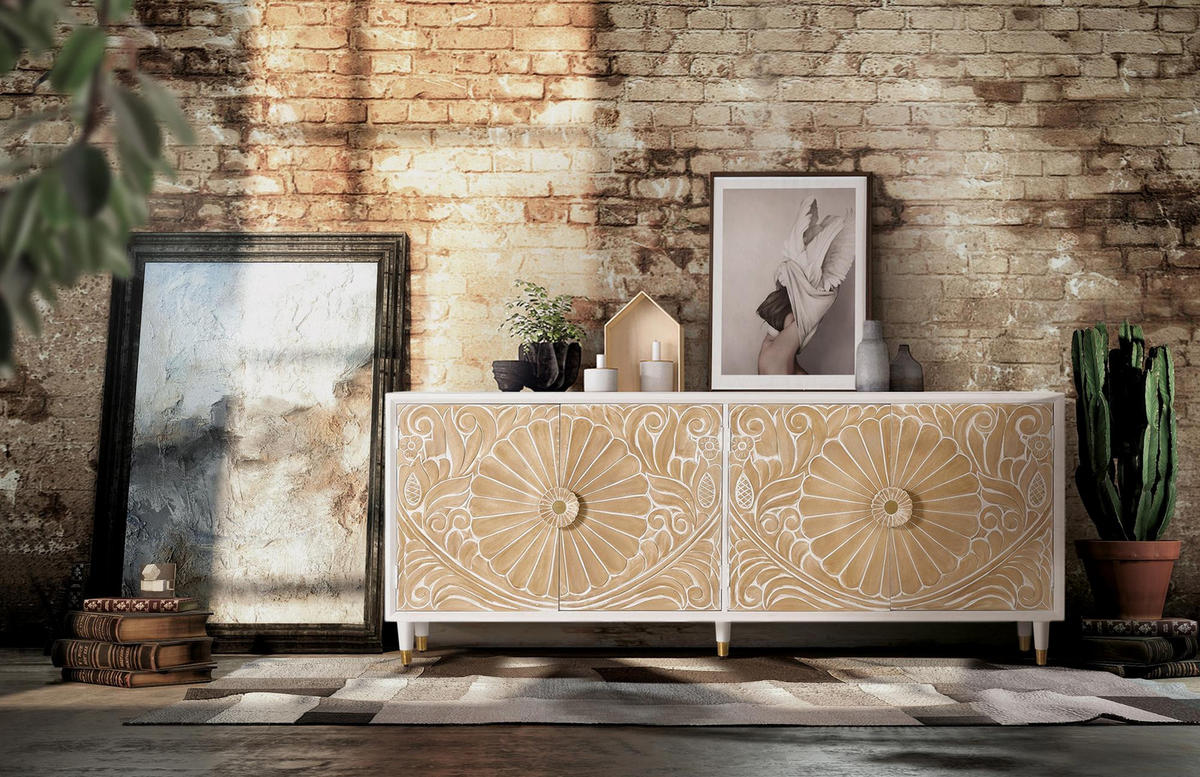 SIDEBOARD aus Mangoholz - Weiß, Holz (40/80/190cm) - Giner y Colomer