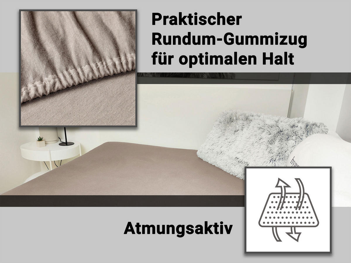 SPANNBETTLAKEN, 100x200 cm, 100% Baumwolle, Taupe - Taupe, Textil (100/200cm) - Zollner