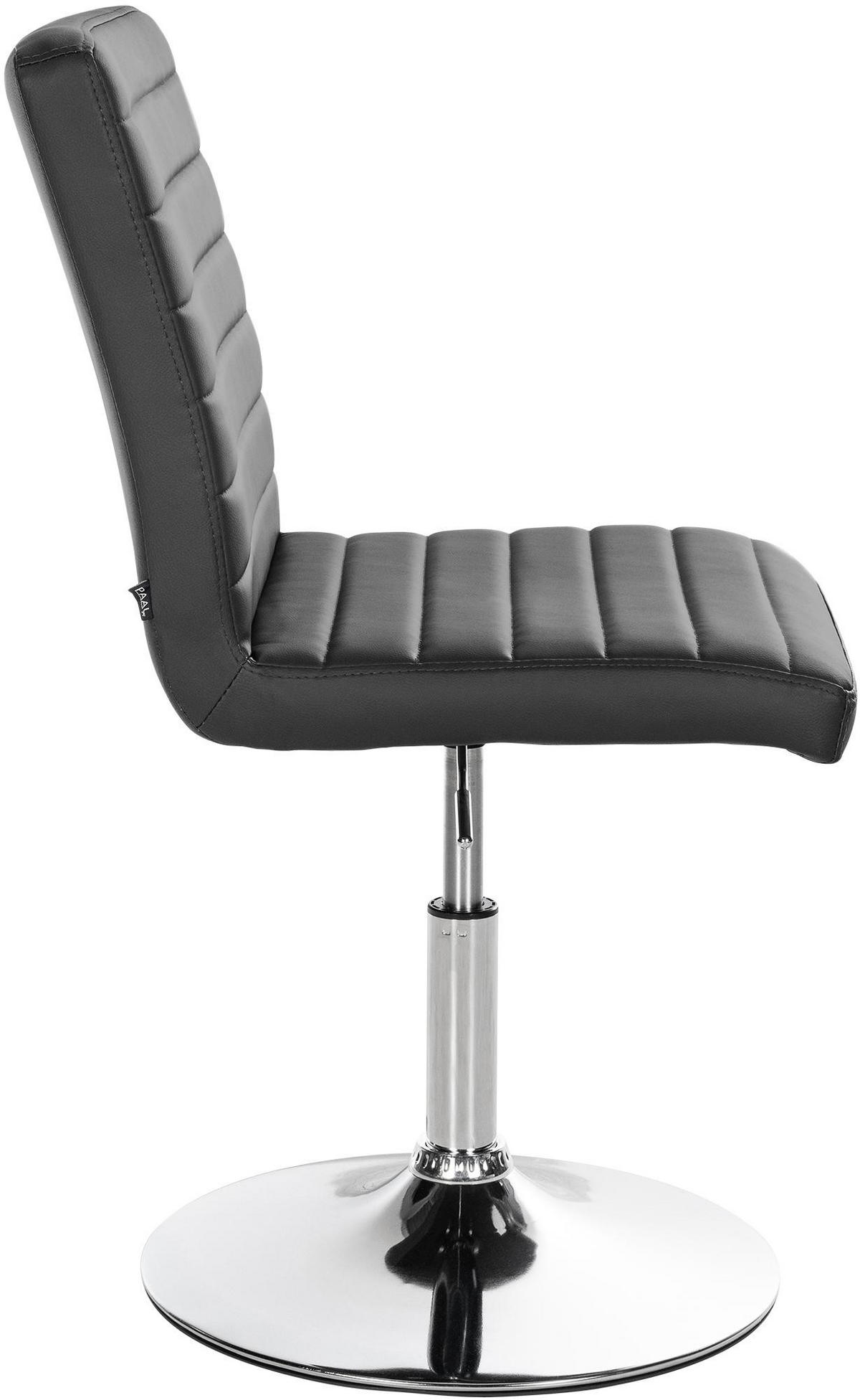 DREHSTUHL 2er Set Lederlook schwarz - Chromfarben/Schwarz, Textil/Metall (44/81/60cm) - CLP