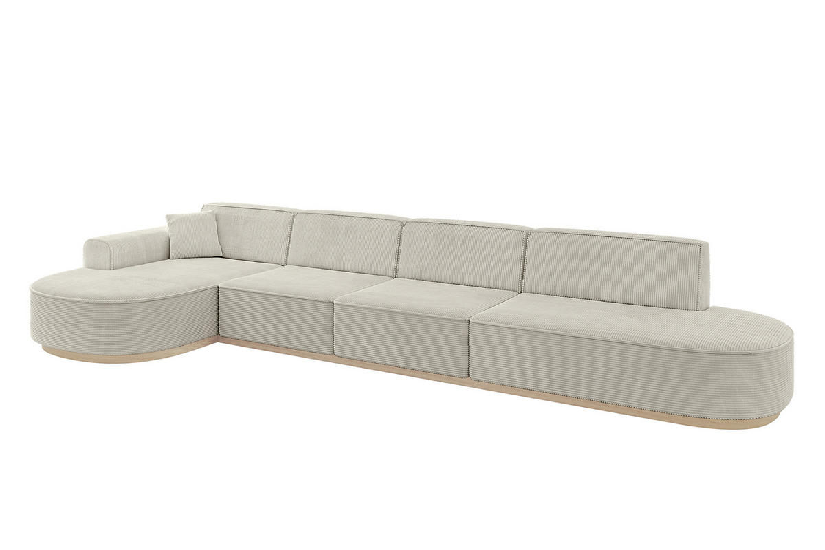 ECKSOFA Ottomane Links MARI-L3-v1 - 413x171x83 cm Hellgrau Cord - Hellgrau, Holzwerkstoff/Textil (413/171cm) - ALTDECOR