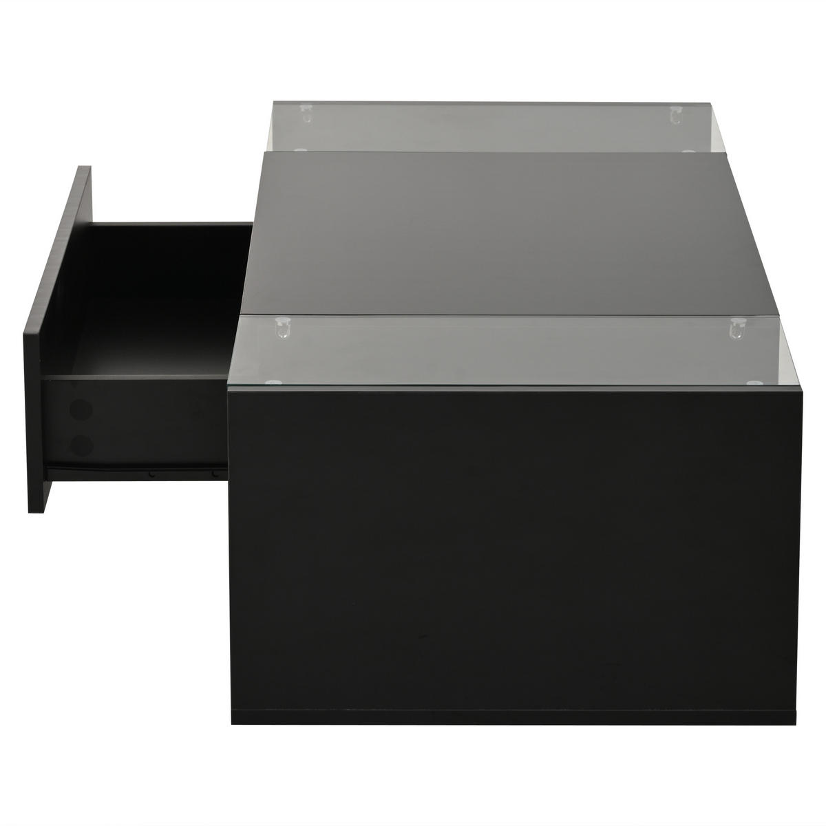 COUCHTISCH 100/50/31 cm schwarz mit 1 Schublade und LED-Beleuchtung - Schwarz, Holzwerkstoff (100/50/31cm) - OKWISH