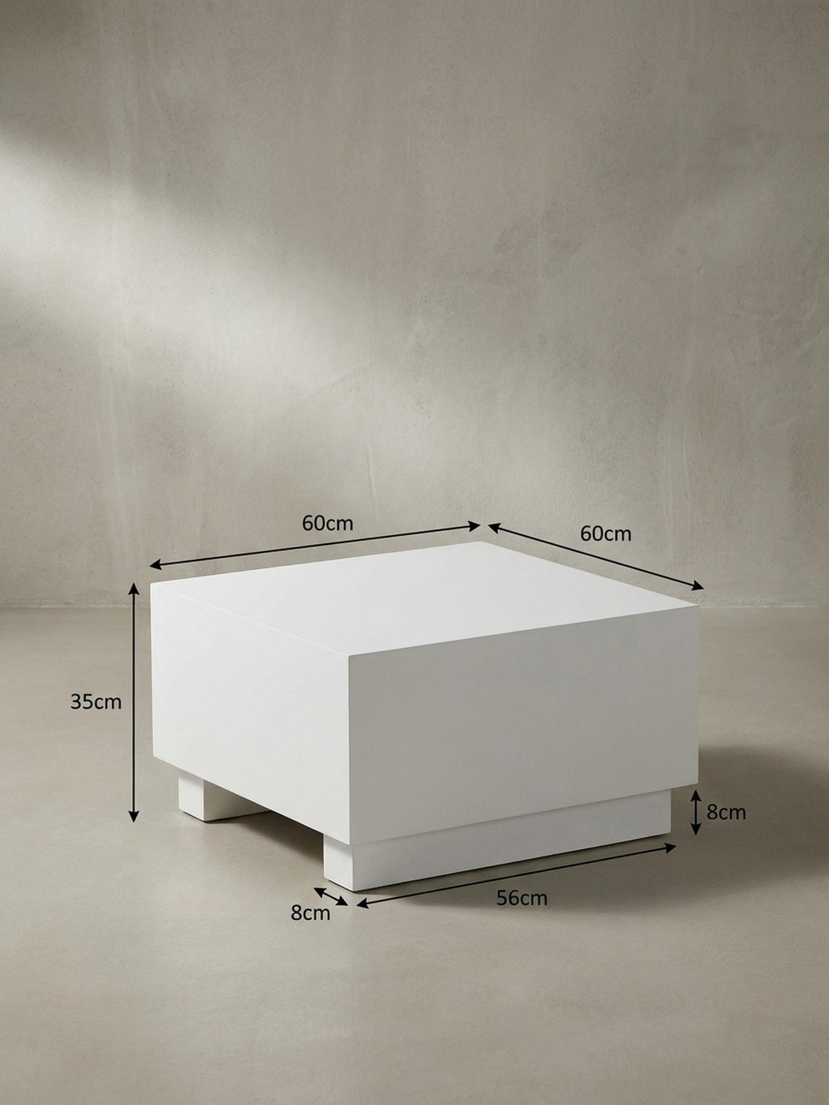 COUCHTISCH in Würfelform, Weiß Hochglanz, 60x60x35 cm, modernes Design - Weiß, Holzwerkstoff (60/60/35cm) - KADIMA DESIGN