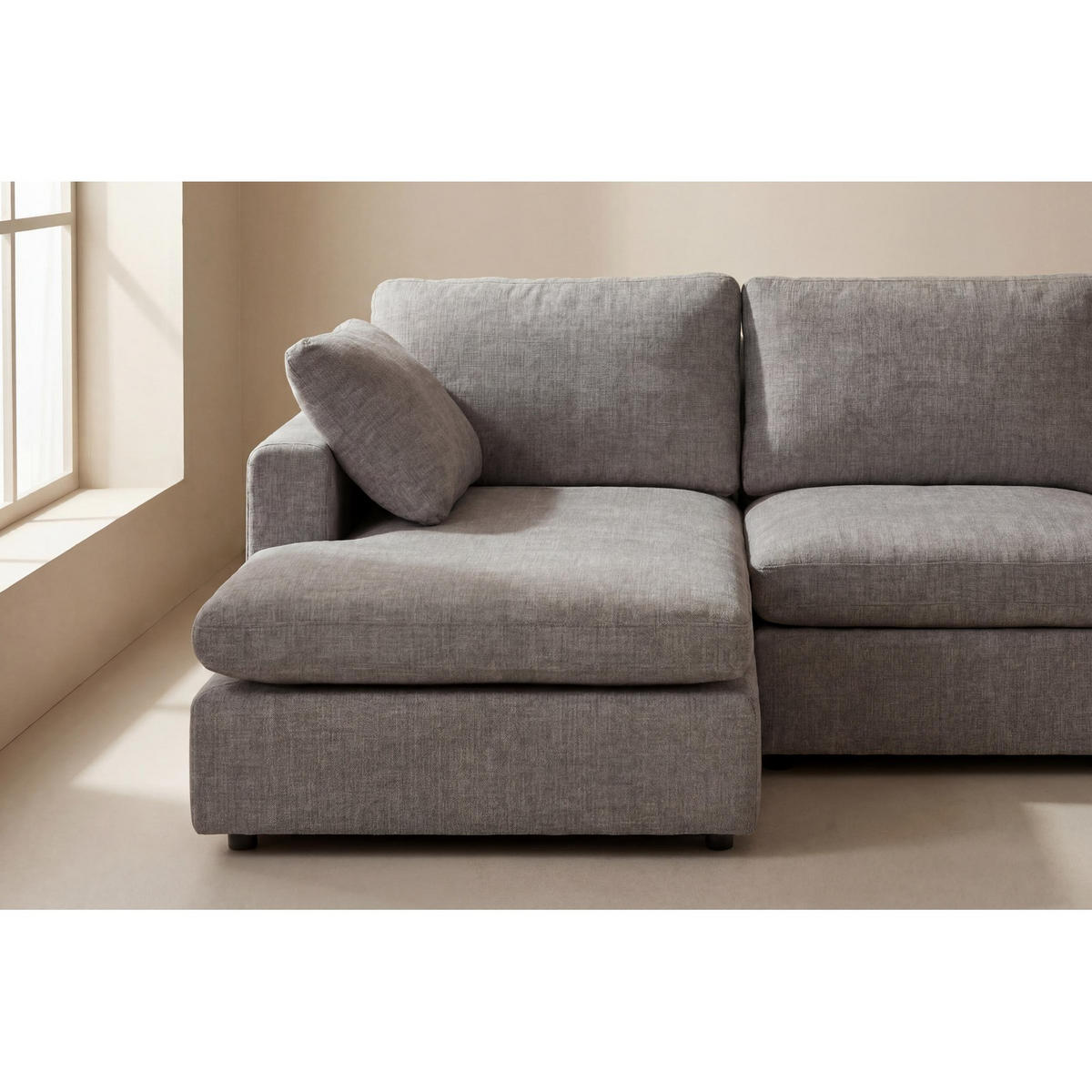 SCHÄSLONGSOFFA Lux för 3 personer 296 x 182 x 89 cm – grå - Grå, Textil (296/89/182cm) - ebuy24