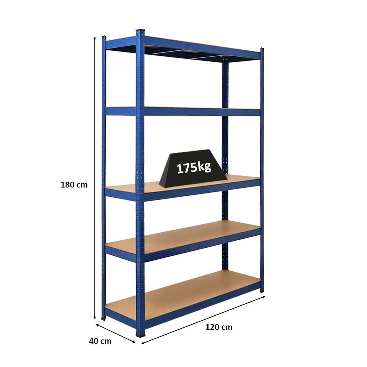 SCHWERLASTREGAL Ragnar 180x120x40 cm Fachlast 175 kg Blau - Blau, Metall (120/180/40cm) - PROREGAL