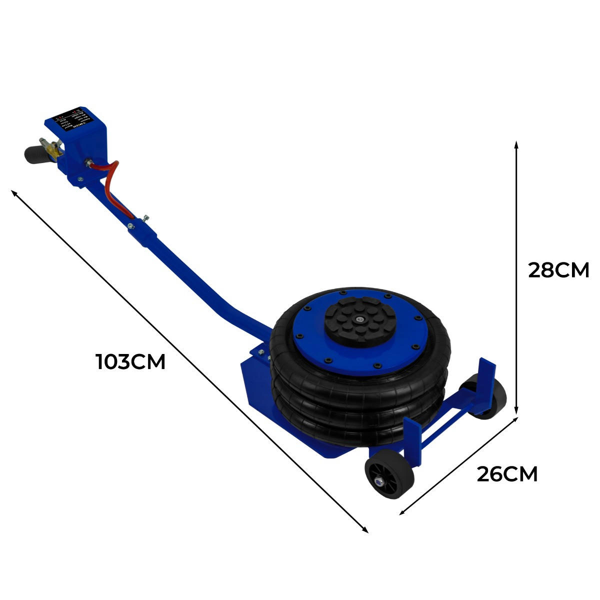 PNEUMATISCHER WAGENHEBER 3,5T mit Langem Hebelgriff - Blau, Metall (103/26/28cm) - Monstershop
