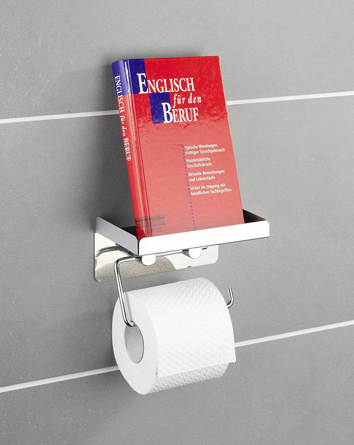 TOILETTENPAPIERHALTER mit Ablage für Taschentücher - 2 in 1 - Silberfarben, Metall (16/12.5/11.5cm) - Wenko
