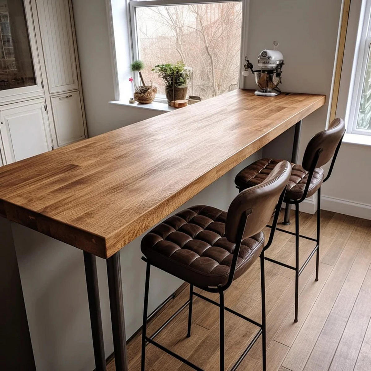 FRÜHSTÜCKSBAR Eiche massiv - Natur - 120/45/100 cm - Eichefarben/Naturfarben, Eichenholz/Holz (45/100/120cm) - TRL Handmade Furniture