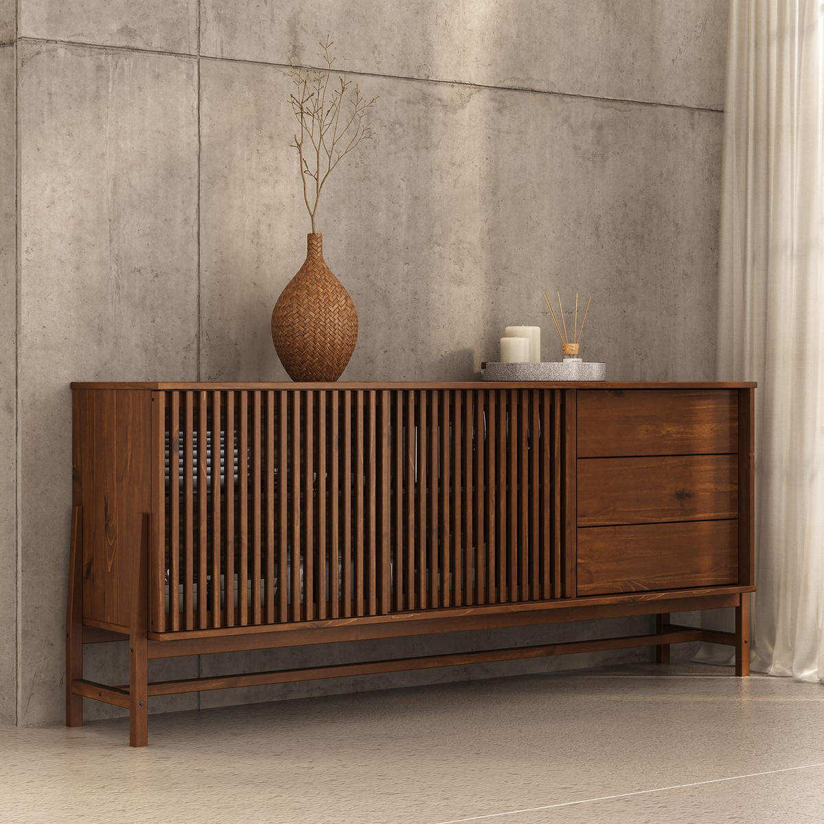 SIDEBOARD ADAMO Kastanie - Kastanienfarben, Holz (175/75/41cm) - IDIMEX
