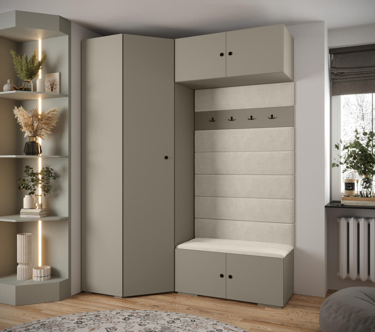 GARDEROBEN-SET 236,7/181,7/47 - Kaschmir/Beige, Holz/Metall (181.7/236.7/47cm) - Abiks Möbel