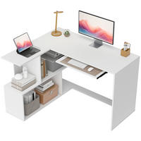 ECKSCHREIBTISCH Weiß in Holzoptik mit Tastaturauszug und Regalfächern 120/100/76 cm - Weiß, Holzwerkstoff (100/120/76cm) - PANGIVO