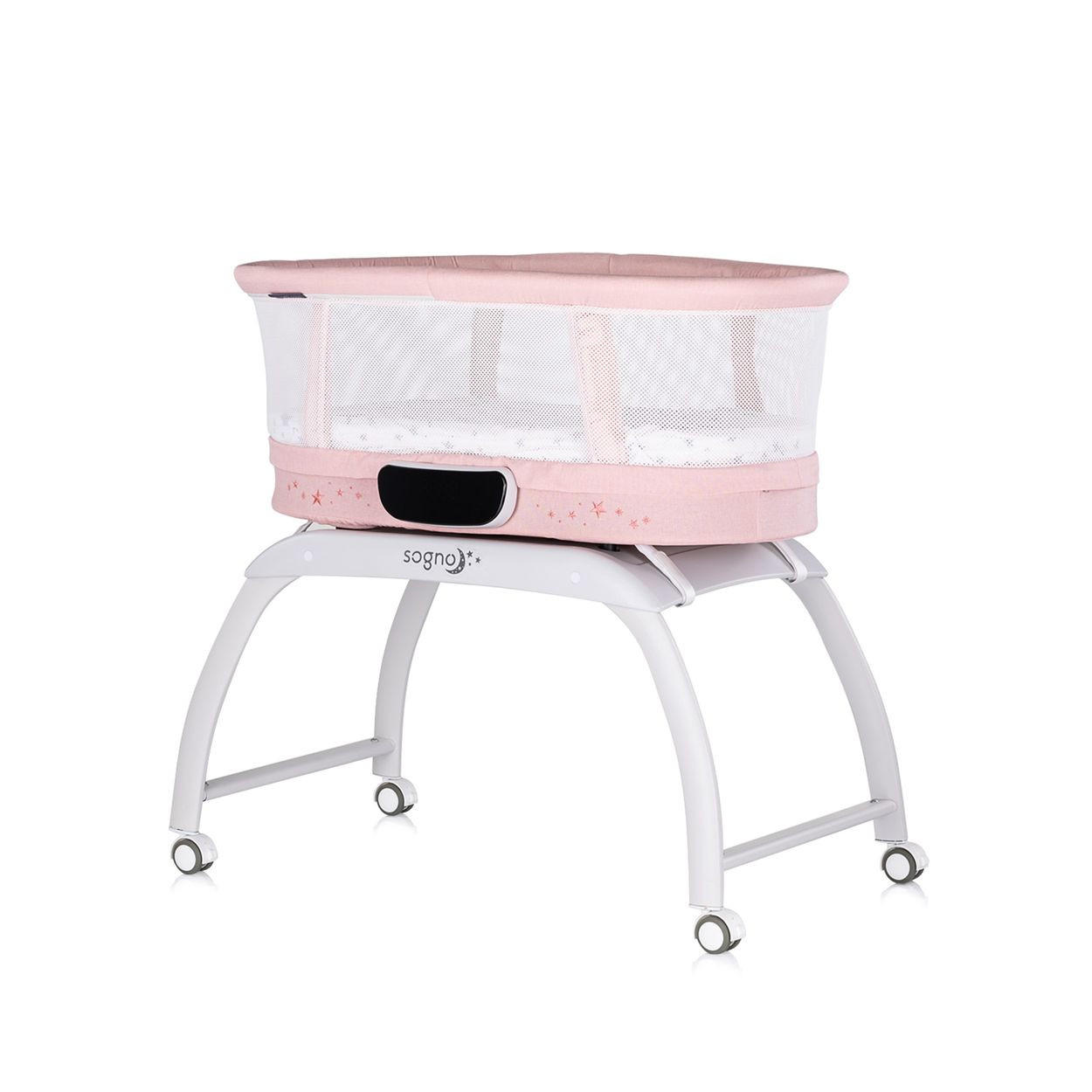 BEISTELLBETT Sogno 2 in 1 rosa 83 x 40 cm, elektrisch, Schaukelfunktion, Fernbedienung, Waage - Rosa, Metall (40/83cm) - Chipolino
