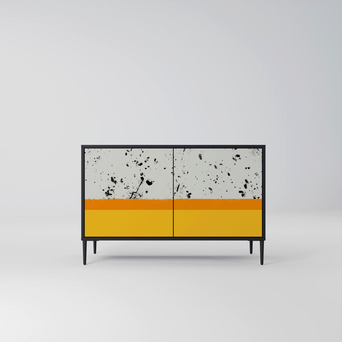 SIDEBOARD DYED BY ORANGE, Eicheneffekt, 111x42x77,5 cm, 2 Türen - Eichefarben/Buchefarben, Holzwerkstoff/Buchenholz (111/77.5/42cm) - SpaceRebels