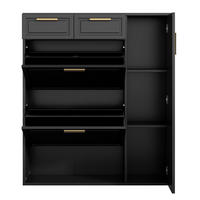 SCHUHSCHRANK Modern mit Goldgriffen Schwarz 95x24x107cm - Schwarz, Holzwerkstoff (24/107/95cm) - FLIEKS