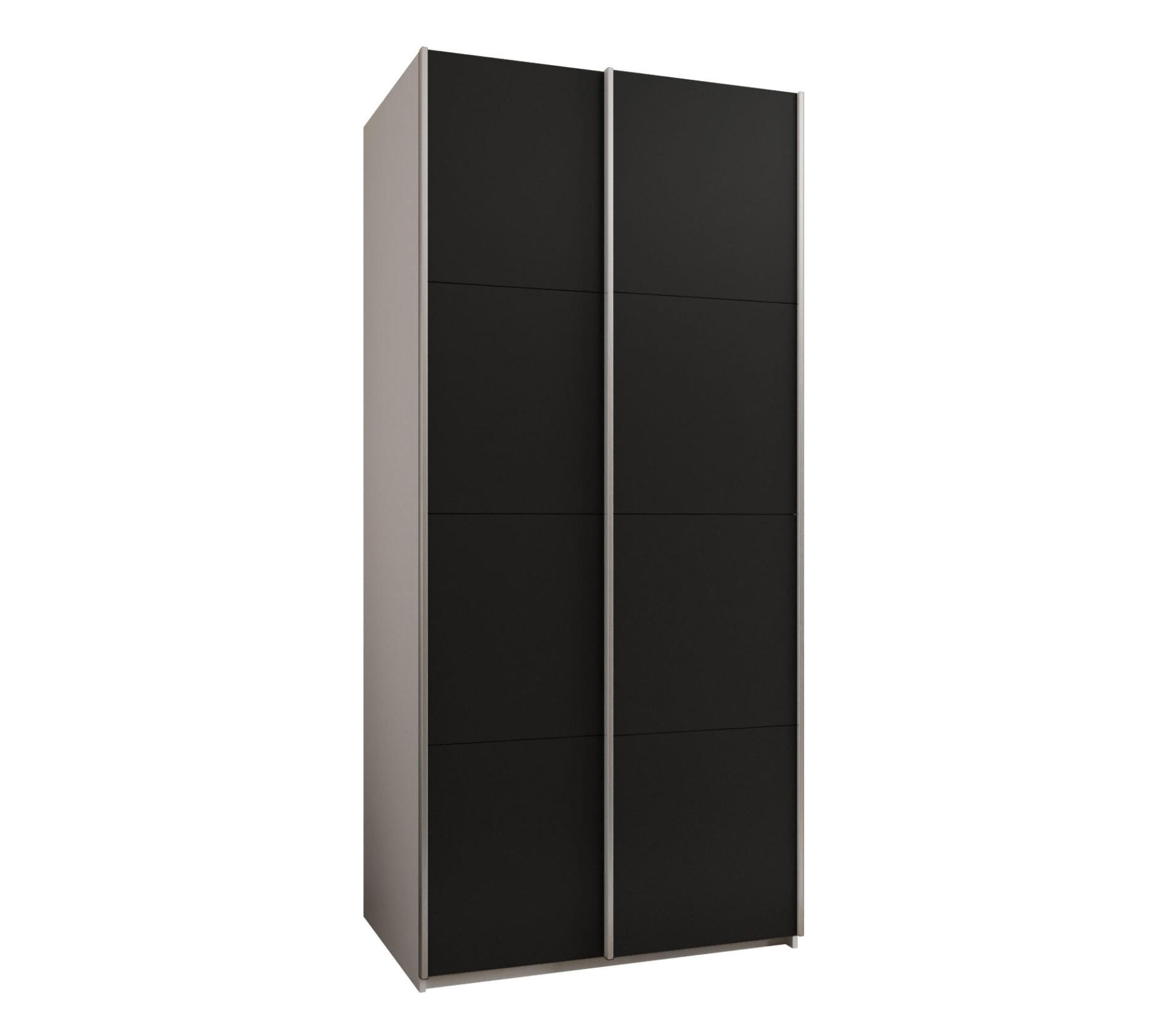 Abiks Möbel Schwebetürenschrank Weiß, Schwarz, Silber 100x245x64 cm