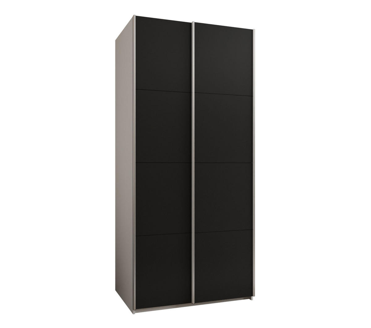 SCHWEBETÜRENSCHRANK 245,5/100/64 2-türig - Silberfarben/Schwarz, Holz/Metall (100/245/64cm) - Abiks Möbel