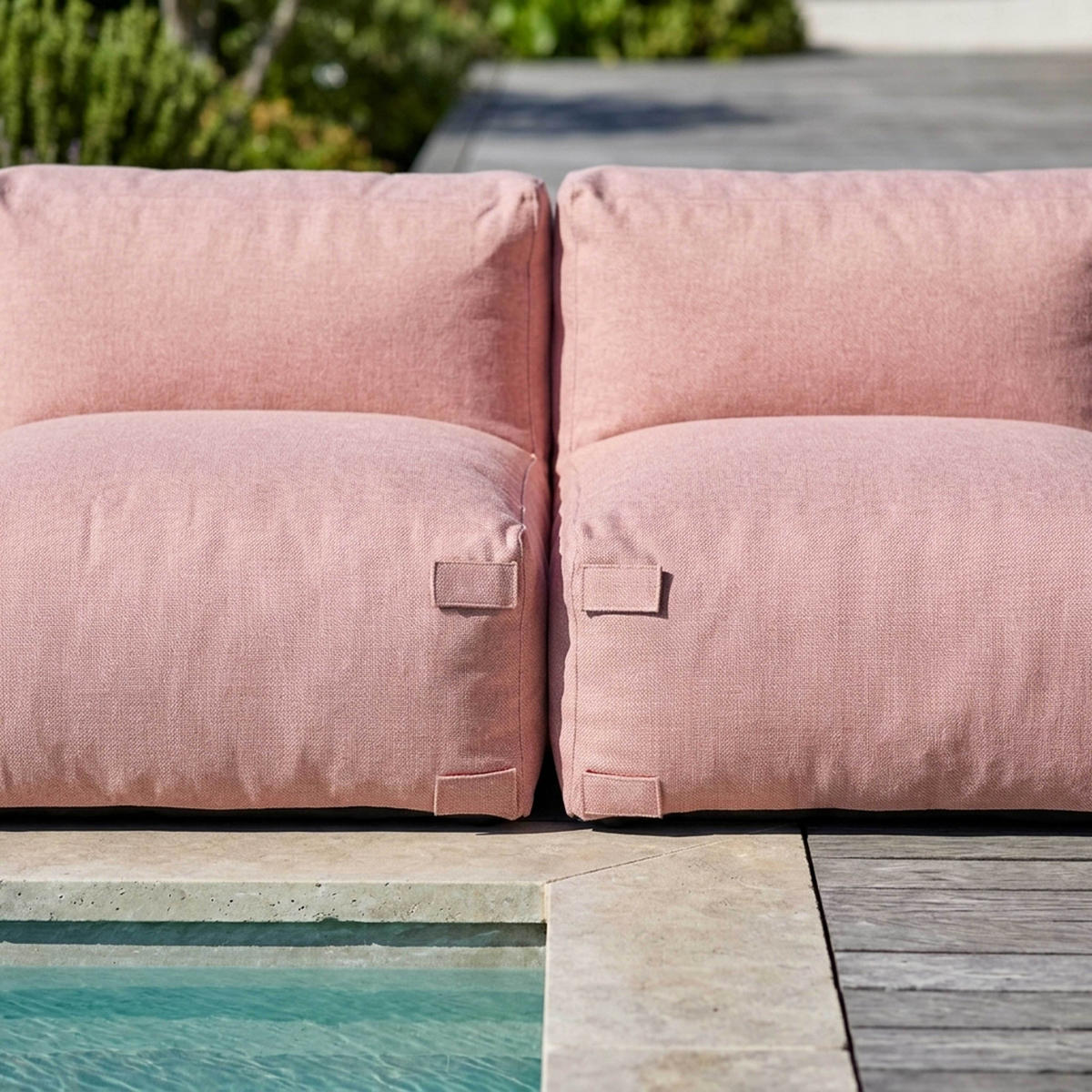 GARTENSOFA mit 2 Sitzplätzen, Puderrosa - Pink, Textil - Oviala