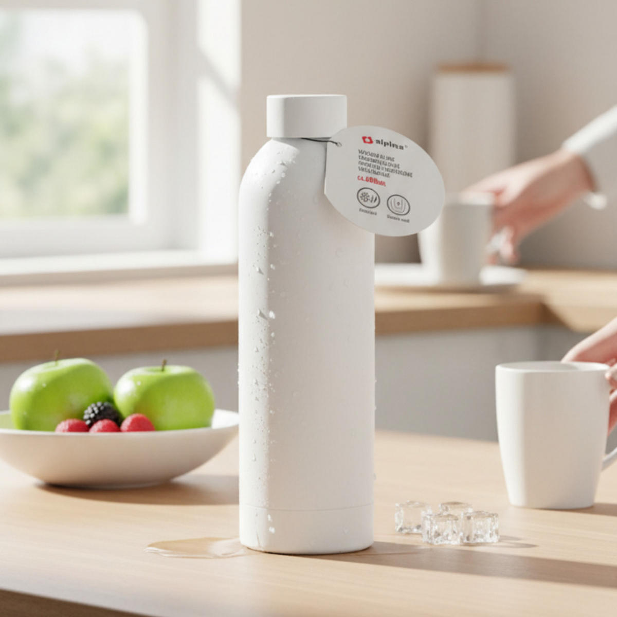 TRINKFLASCHE Weiß 600 ml Weiß auslaufsicher - Weiß, Metall (0.6L) - Alpina