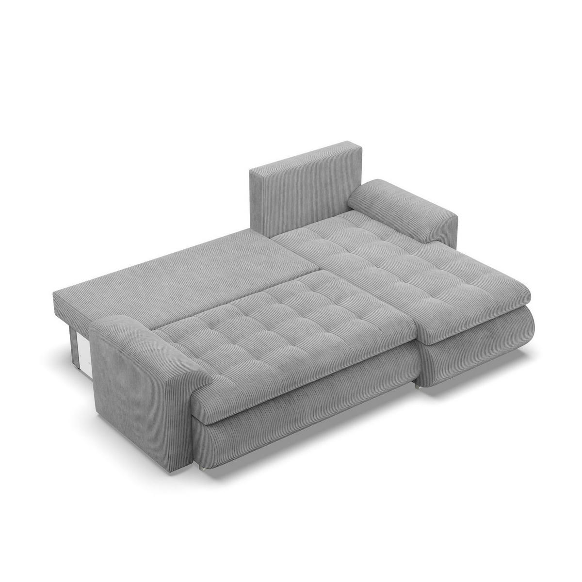 ECKSOFA RECHTS MIT SCHLAFFUNKTION FORESTA, Cord - Grau - Grau, Textil (230/159cm) - Mebligo